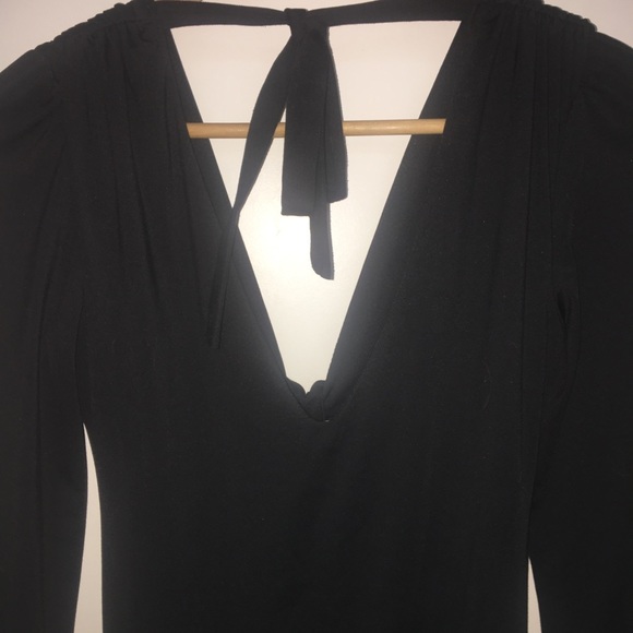 Plunging V mini dress with sexy back tie closure - Picture 3 of 4